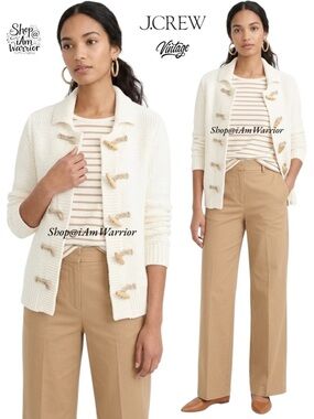 J.Crew ivory cotton fisherman style toggle cardigan sweater *shop@iamwarrior